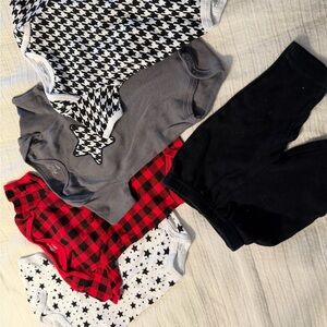 Baby Skater Boy Bodysuit and Leggings Set - Black, Gray, Red